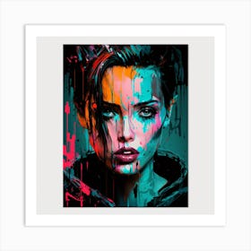 Girl With Paint Splatters 1 Art Print