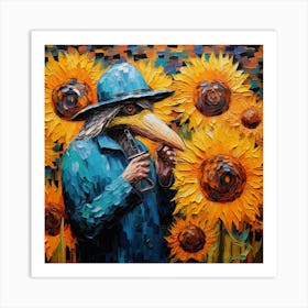 Bird In A Sunflower Art Print