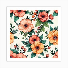 Seamless Floral Pattern 7 Art Print