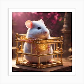 White Mouse In A Golden Cage Art Print