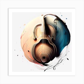 Violin On A Black Background Art Print