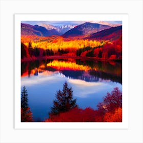 Autumn Leaves On A Lake Art Print