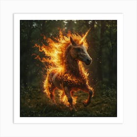 Unicorn On Fire Art Print