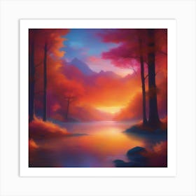 Sunset In The Forest 3 Art Print