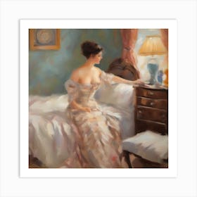 Lady In A Dress Boudoir Scene Art Print