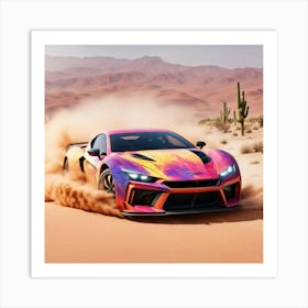 Sports Car In Desert Art Print