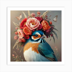 Bird With Flowers 1 Art Print