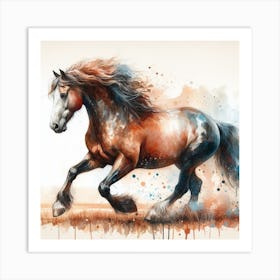 Horse In Motion, Horse Watercolour Art Print 2 Art Print