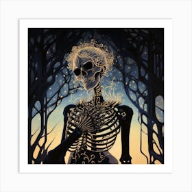 Skeleton In The Woods 2 Art Print