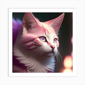 Cat With Pink Eyes Art Print