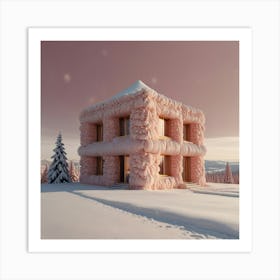 Default Fluffy Giant House In The Snow In The Style Of Light P 1 Art Print