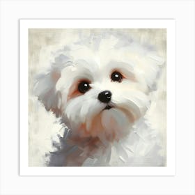 Adorable Maltese Dog Oil Painting 2 Art Print