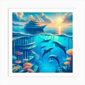 Dolphins In The Sea Art Print