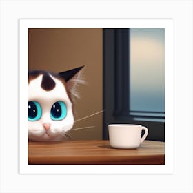 Cat With Blue Eyes Art Print