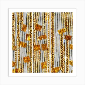 Gold And Silver Stripes Art Print