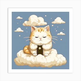 Cat On Clouds Art Print