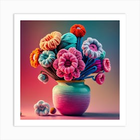 Colorful Flowers In A Vase Art Print