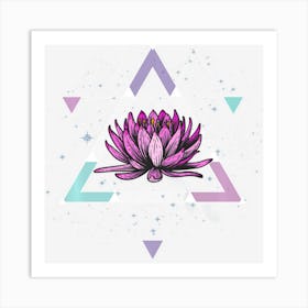 Lotus Flower Sacred Geometry Yoga Meditation Spiritual Zen Art Print