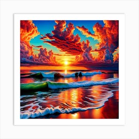 Beautiful Ocean Sunset V2 2 Art Print