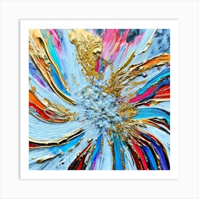 Abstract Flower Painting, Colorful Abstract Painting Acrylic On Canvas Compl Art Print