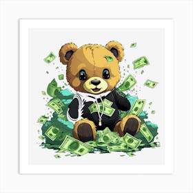 Teddy Bear With Money Art Print