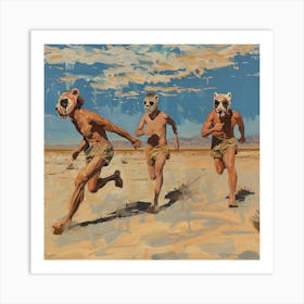 Men Running Desert 3 Fy S Art Print