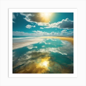 Sunlit Reflections on Golden Beach 5 Art Print