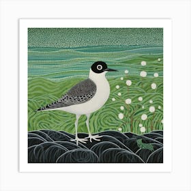 Ohara Koson Inspired Bird Painting Grey Plover 1 Square Art Print
