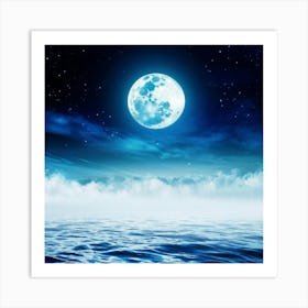 Abstract Dream Astronomy Landscape Celestial Ocean Cloud Halloween Light Moon Full Moon W (30) Art Print