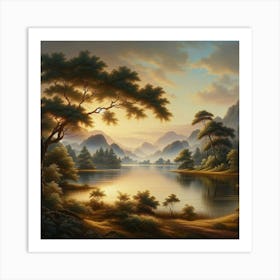 Sunset By The Lake Art Print