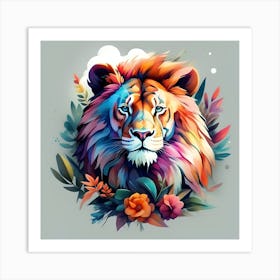 Colorful Lion Art Print