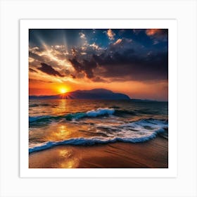 Sunset On The Beach 867 Art Print