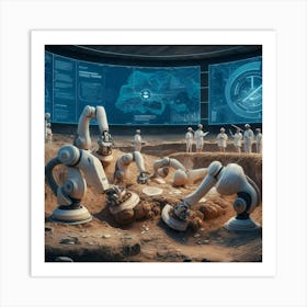 Robots In Space Art Print