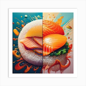 Sashimi And Rice Art Print