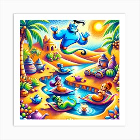 Super Kids Creativity: Friendly genies and magic carpets Art Print