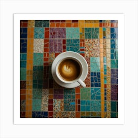 Coffee Cup On Mosaic Tile 5 Art Print