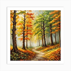 Forest In Autumn In Minimalist Style Square Composition 236 Art Print