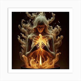 Woman Holding A Candle Art Print