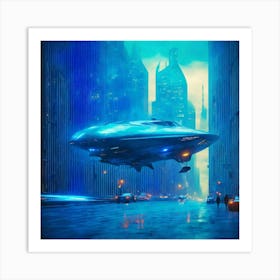 Spaceship In The City Art Print