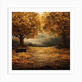 Autumn Leaves In The Forest Art Print