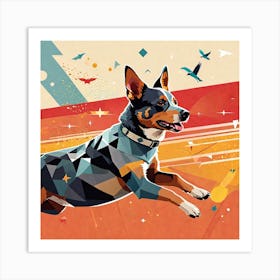 Blue Heeler Out for a Run Art Print