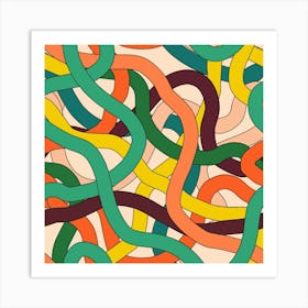 Abstract Wavy Lines Snake Stripes Intertwined Abstract Art Print