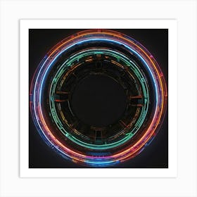 A Synthography Style Circular Portal Neonblack Background By Jacob Lawrence And Francis Picabia P 923275834 (2) Art Print