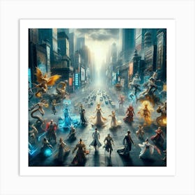 City With Many Characters Art Print