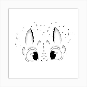 Toothless The Dragon Square Art Print