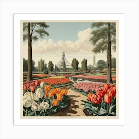 Tulips In The Garden Art Print