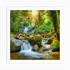 Waterfall In The Jungle Art Print