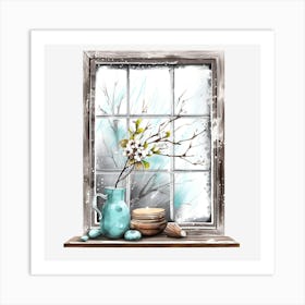 Window With Flowers Art Print