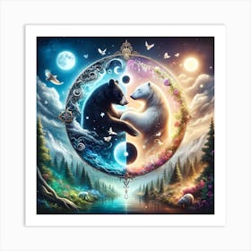 Yin Yang Bears Art Print