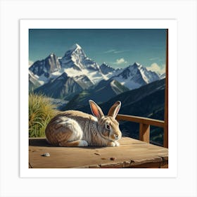 Rabbit In The Mountains 2 Art Print